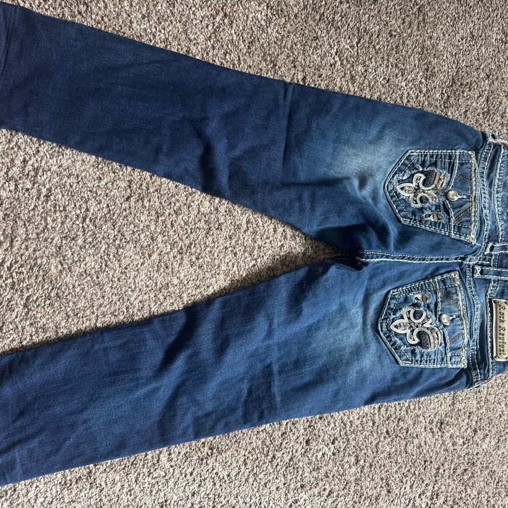 Rock Revival Blue Bootcut Jeans with Embroidered Details